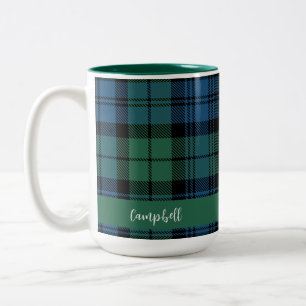 Tasse 2 Couleurs Clan Campbell Tartan personnalisé de script plaid