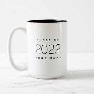Tasse 2 Couleurs Classe de 2022 Simple moderne personnalisé noir et