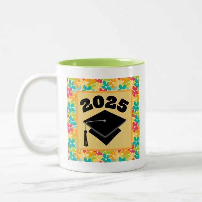 Tasse 2 Couleurs Classe De 2025 Retro Flowered (Gauche)