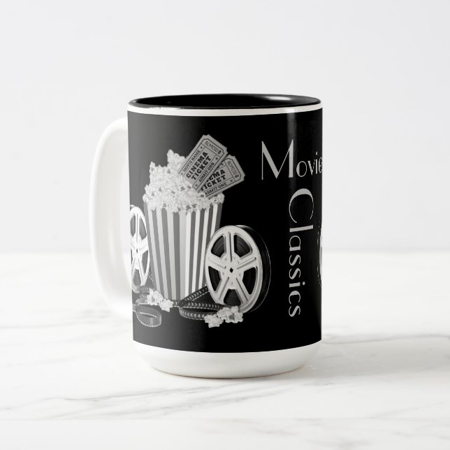 Tasse 2 Couleurs Classiques de cinéma noir et blanc (Devant gauche)