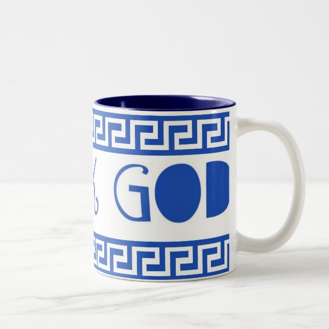 TASSE 2 COULEURS CLÉ GRECQUE DE GREC D'UN DIEU (Droit)
