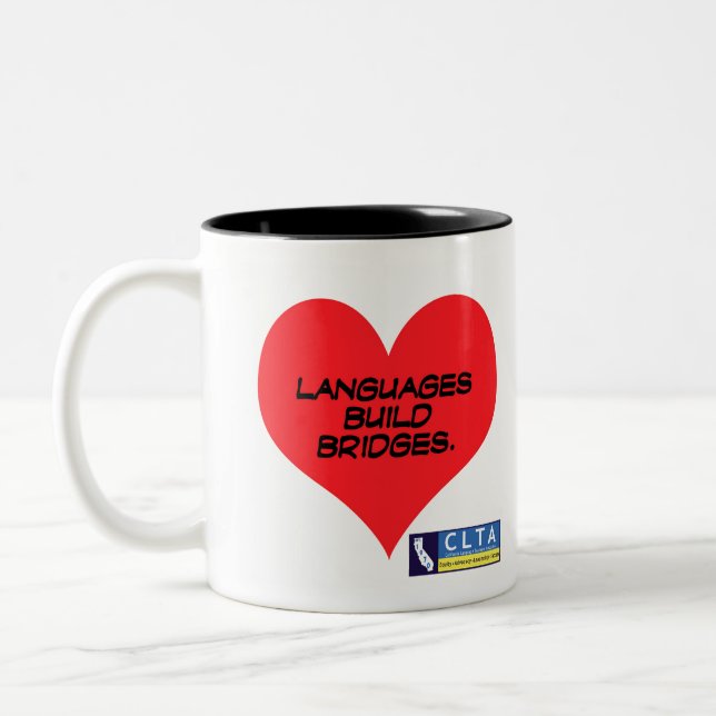 Tasse 2 Couleurs CLTA Zazzle Heart- Langues Build Bridges (Gauche)