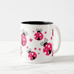 Tasse 2 Couleurs Coccinelles roses mignonnes et fleurs