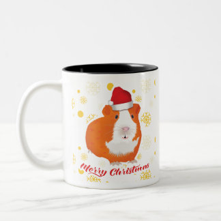 Tasse 2 Couleurs Cochon de Guinée de Noël en casquette de Père Noël