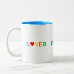 Tasse 2 Couleurs Cœur aimé personnalisé multicolore moderne