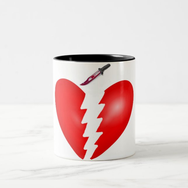 Tasse 2 Couleurs Coeur avec couteau (Centre)