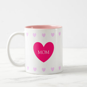 Tasse 2 Couleurs Cœur d'amour de maman sur fond blanc