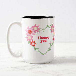 Tasse 2 Couleurs Coeur floral mignon Saint Valentin