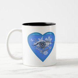 Tasse 2 Couleurs Coeur floral mystique de l'oeil