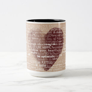 Tasse 2 Couleurs Coeur inspiré d'aquarelle de mots