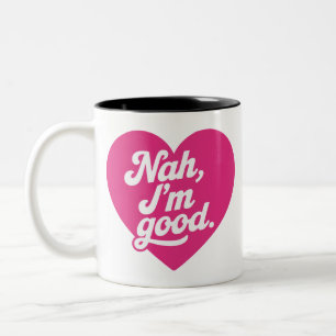 Tasse 2 Couleurs Cœur Nah, je vais bien Anti Saint-Valentin Single