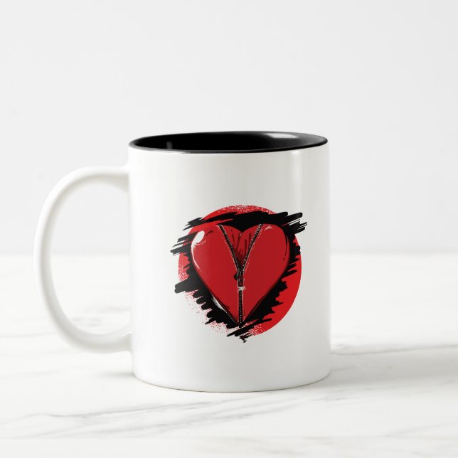 Tasse 2 Couleurs Coeur Zipper (Gauche)