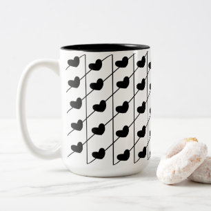 Tasse 2 Couleurs Coeurs à rayures noires