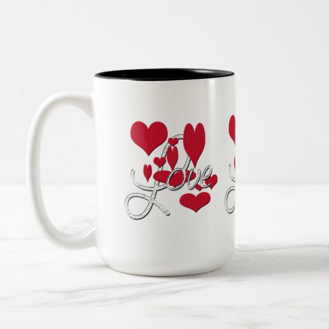 Tasse 2 Couleurs Coeurs d'amour rouges (Gauche)