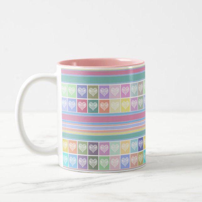 Tasse 2 Couleurs Coeurs d'amour Valentines Jour design couleurs pas (Gauche)