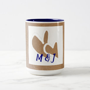 Tasse 2 Couleurs Coeurs de doodle mignons Monogrammes de duplex Cad