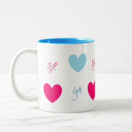 Tasse 2 Couleurs Coeurs de joie et d'amour