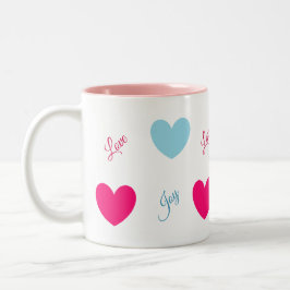 Tasse 2 Couleurs Coeurs de joie et d'amour