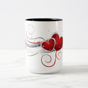 Tasse 2 Couleurs Coeurs de Swoosh rouge et blanc
