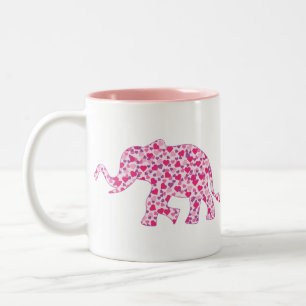 Tasse 2 Couleurs Coeurs d'éléphant rose et pourpre