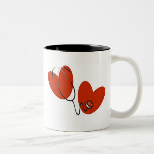 Tasse 2 Couleurs Coeurs et T-shirts et cadeaux de stéthoscope