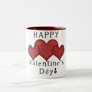 Tasse 2 Couleurs Coeurs Heureuses Saintes-Valentin D7 Café/Tasse de