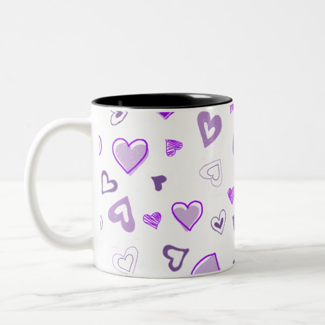 Tasse 2 Couleurs Coeurs pourpres (Gauche)