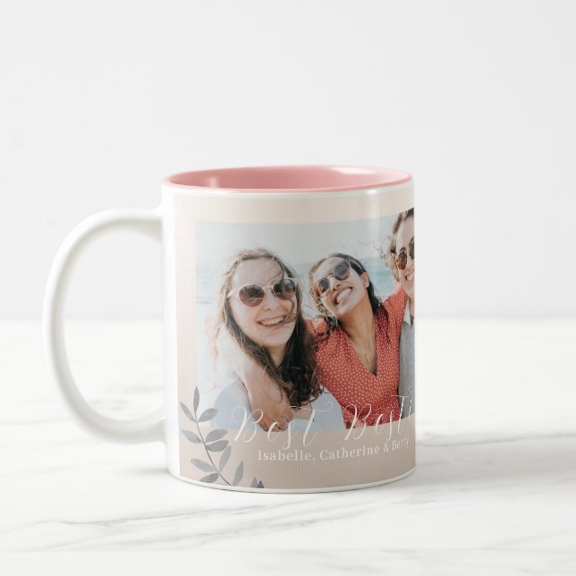 Tasse 2 Couleurs Coeurs rayonnants Besties Photo (Gauche)