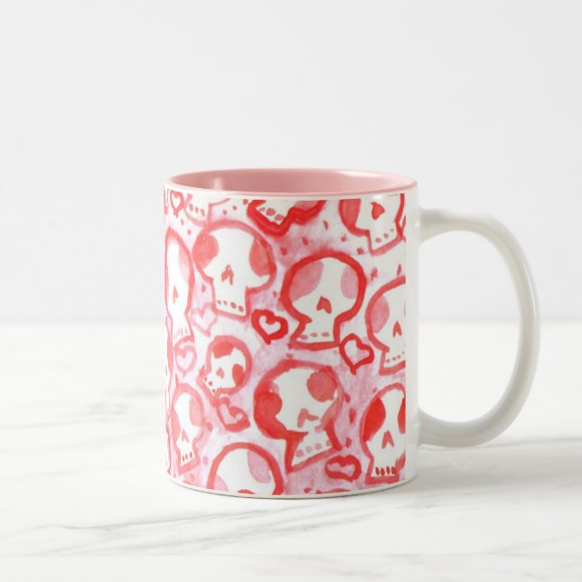Tasse 2 Couleurs Coeurs roses et SugarSkulls (Droit)