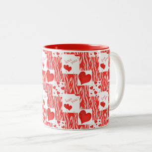 Tasse 2 Couleurs Coeurs rouges, amour.
