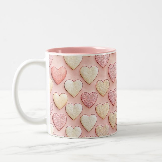 Tasse 2 Couleurs Coeurs texturés Jour des Valentines roses (Gauche)