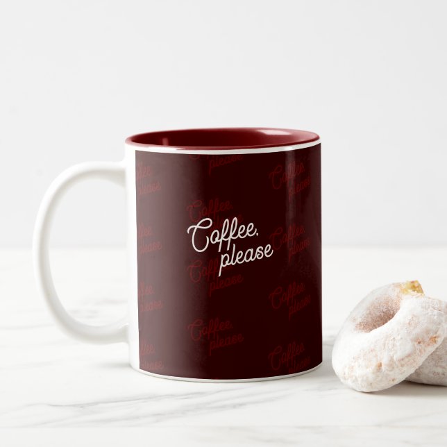 Tasse 2 Couleurs "Coffee, please" Minimal, Elegant, Pattern  (Avec donut)