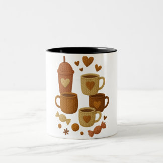 Tasse 2 Couleurs Coffee Valentine Day Love Knitted Hearts Hugs