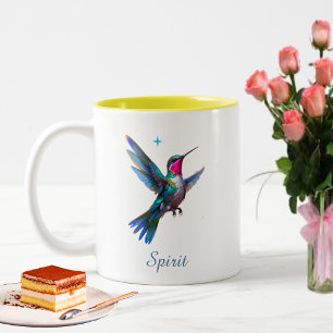 Tasse 2 Couleurs Colibri élégant et écriture sur fond blanc