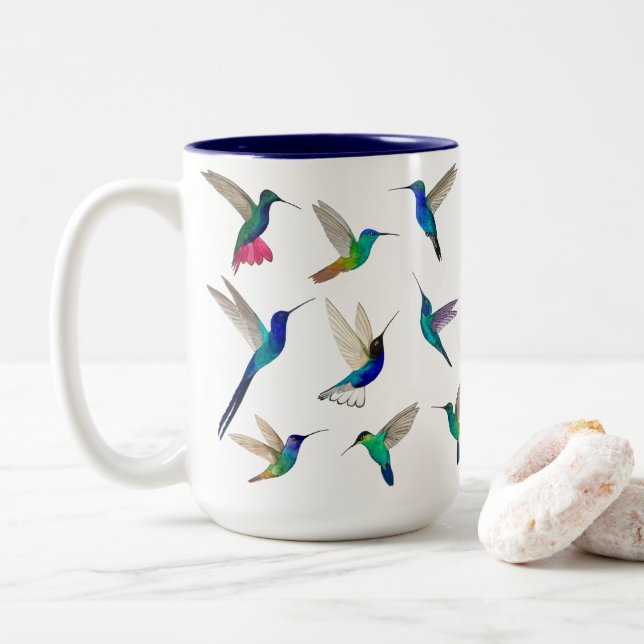 Tasse 2 Couleurs Colibri tropical (Avec donut)