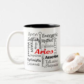 Tasse 2 Couleurs Collage d'astrologie Zodiac Aries personnalisée