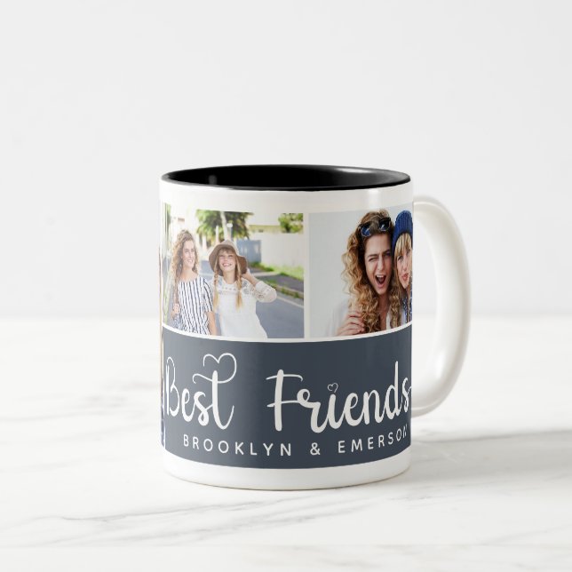 Tasse 2 Couleurs Collage de photos | Meilleurs amis (Devant droit)