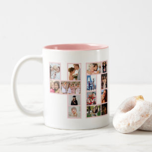 Tasse 2 Couleurs Collage photo d'anniversaire 40 ans Rose