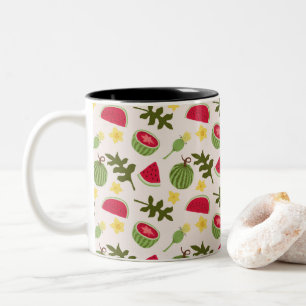 Tasse 2 Couleurs Collection de Motifs de paniers de fruits - pastèq