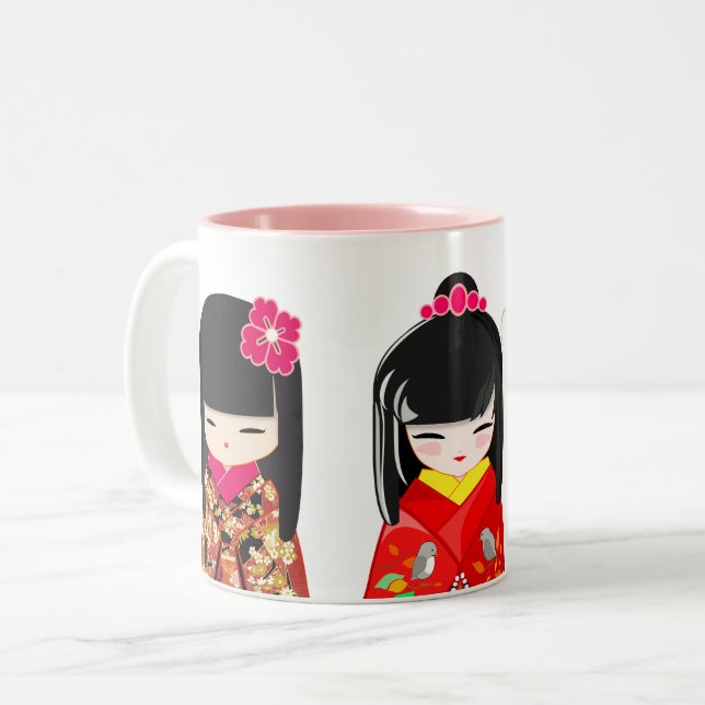 Tasse 2 Couleurs Collection de poupées Kokeshi (Devant gauche)