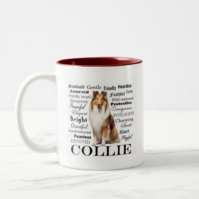 Tasse 2 Couleurs Collie Traits (Gauche)