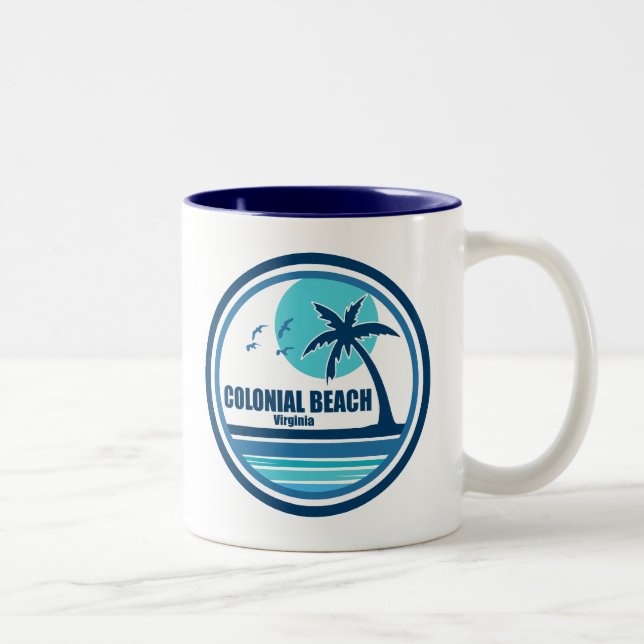 Tasse 2 Couleurs Colonial Beach Virginia Palm Tree Birds (Droit)