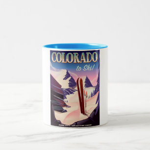 Tasse 2 Couleurs Colorado Ski print - USA poster vintage sports de 