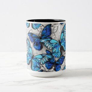 Tasse 2 Couleurs Composition des White and Blue Butterflies