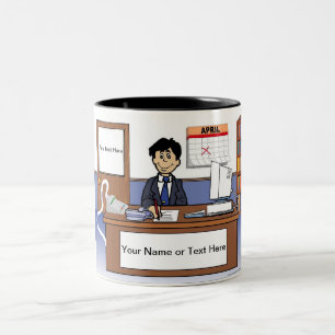 Tasse 2 Couleurs Comptable Personnalisé, Libraire - Cartoon Homme