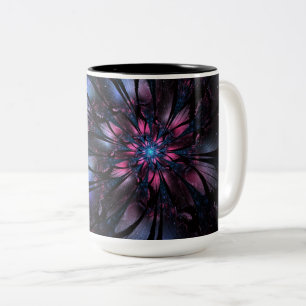 Tasse 2 Couleurs Conception Abstraite des fleurs fractales.