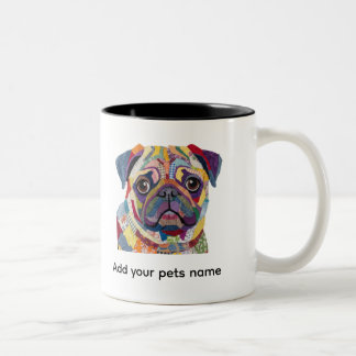 Tasse 2 Couleurs Conception de chien Pug mignon 