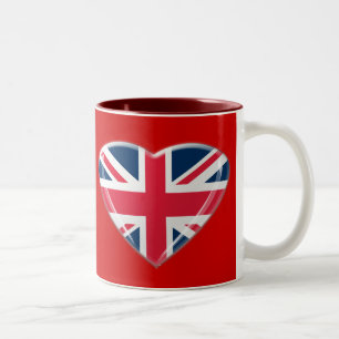 Tasse 2 Couleurs Conception de coeur d'Union Jack