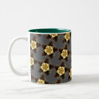 Tasse 2 Couleurs Conception de mandala floral doré de luxe ornement