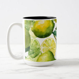 Tasse 2 Couleurs Conception de motif aquarelle citrons